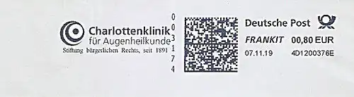 Freistempel 4D1200376E Stuttgart - Charlottenklinik für Augenheilkunde - Stiftung bürgerlichen Rechts, seit 1891 (#1300)