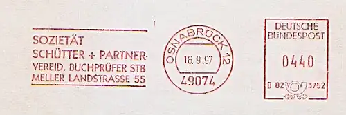 Freistempel B82 3752 Osnabrück - Sozietät Schütter + Partner - Vereid. Buchprüfer STB (#1327)