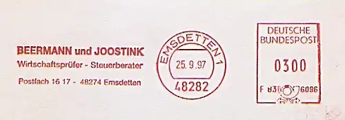 Freistempel F83 6096 Emsdetten - Beermann und Joostink - Wirtschaftsprüfer Steuerberater (#1330)