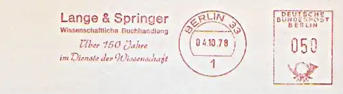 Freistempel Berlin - Lange & Springer - Wissenschaftliche Buchhandlung - Über 150 Jahre im Dienste der Wissenschaft (#1336)