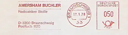Freistempel Braunschweig - AMERSHAM BUCHLER - Radioaktive Stoffe (#1345)