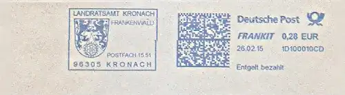 Freistempel 1D100010CD Kronach - Landratsamt Kronach Frankenwald (Abb. Wappen) (#1360)