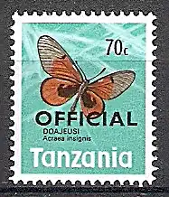 Briefmarke Tansania Dienstmarke Mi.Nr. 22 ** Dienstmarken 1973 Motiv: Schmetterlinge (#10068)