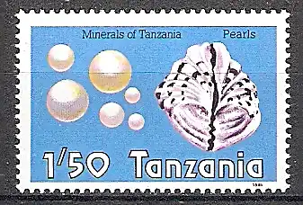 Briefmarke Tansania Mi.Nr. 319 ** Edelsteine 1986 Motiv: Perlen, Auster (#10082)