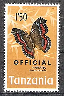 Briefmarke Tansania Dienstmarke Mi.Nr. 24 ** Dienstmarken 1973 Motiv: Schmetterlinge (#10085)