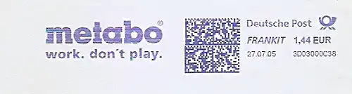 Freistempel 3D03000C38 - metabo - work. don´t play. (#1366)