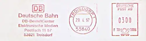 Freistempel F70 1806 Troisdorf - DB Deutsche Bahn - DB Bestell Center Elektronische Medien (#1369)