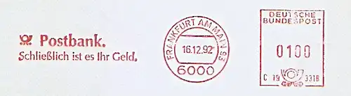 Freistempel C19 331B Frankfurt am Main - Postbank. Schließlich ist es Ihr Geld. (Abb. Posthorn) (#1370)