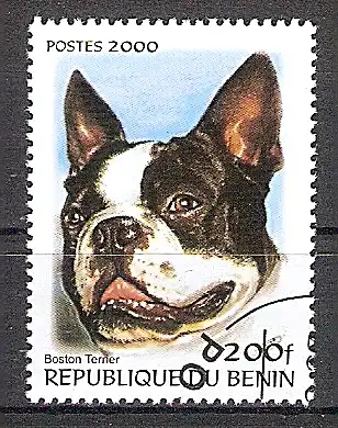 Briefmarke Benin Mi.Nr. C1231 o Hunderassen 2000 Motiv: Hunde - Boston-Terrier (#10111)