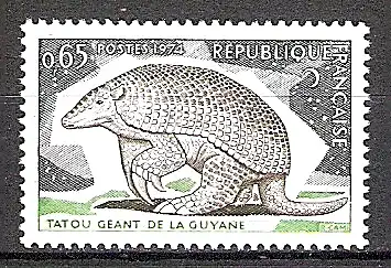 Briefmarke Frankreich Mi.Nr. 1892 ** Naturschutz 1974 Motiv: Tiere - Riesengürteltier (Priodontes giganteus) (#10121)