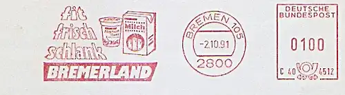 Freistempel C40 4512 Bremen - BREMERLAND - fit frisch schlank (Abb. Joghurtbecher Milchpackung) (#1423)