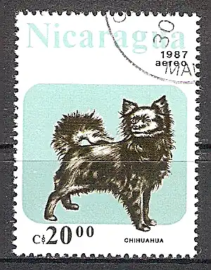 Briefmarke Nicaragua Mi.Nr. 2794 o Hunde 1987 Motiv: Hunde - Chihuahua (#10158)