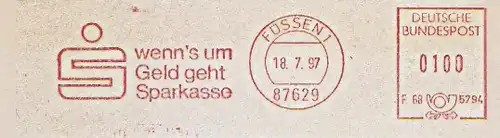 Freistempel F68 5794 Füssen - Sparkasse - wenn´s um Geld geht Sparkasse (#1428)