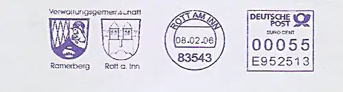 Freistempel E952513 Rott am Inn - Verwaltungsgemeinschaft Ramerberg - Rott a. Inn (Abb. Wappen) (#1431)