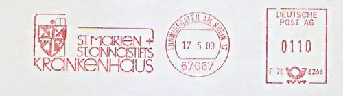 Freistempel F70 6266 Ludwigshafen am Rhein - St. Marien + St. Annastifts Krankenhaus (Abb. Wappen) (#1439)