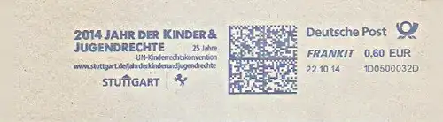 Freistempel 1D0500032D Stuttgart - 2014 Jahr der Kinder & Jugendrechte - 25 Jahre UN Kinderschutzkonvention (#1476)