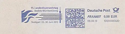 Freistempel 1D0500032D Stuttgart - 11. Landesfeuerwehrtag Baden-Württemberg - Stuttgart 22.-30. Juni 2013 (Abb. Flammen, Fernsehturm) (#1480)