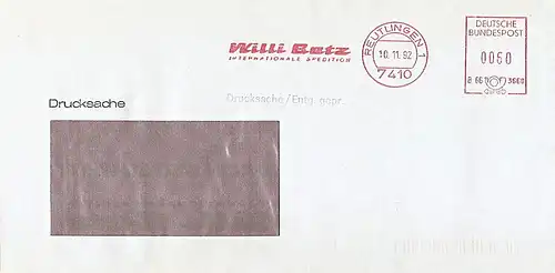 Freistempel B66 3660 Reutlingen - Willi Betz - Internationale Spedition (#AFS26)