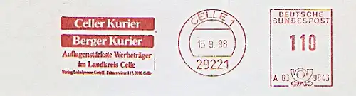 Freistempel A03 9843 Celle - Celler Kurier - Berger Kurier - Auflagenstärkste Werbeträger im Landkreis Celle (#1498)
