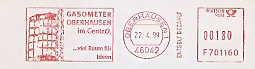 Freistempel F701160 Oberhausen - GASOMETER OBERHAUSEN im CentrO. ... viel Raum für Ideen (Abb. Industriedenkmal Gasometer) (#1505)