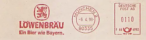Freistempel F66 4992 München - LÖWENBRÄU - Ein Bier wie Bayern. (#1511)