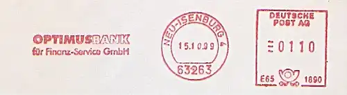 Freistempel E65 1890 Neu-Isenburg - OPTIMUS BANK für Finanz-Service GmbH (#1533)
