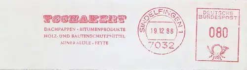 Freistempel Sindelfingen - TSCHAKERT - Dachpappen Bitumenprodukte Holz- und Bautenschutzmittel Mineralöle Fette (#289)