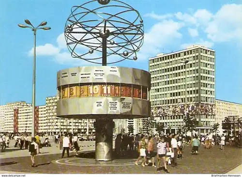 Ansichtskarte Deutschland -  Berlin - Hauptstadt der DDR - Uraniasäule mit Weltzeituhr (1328)