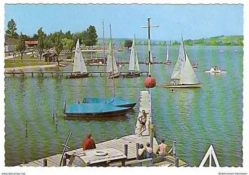 Ansichtskarte Deutschland - Bayern - Waging am See / Obb. - Promenade mit Strand und Segelbooten (1301)