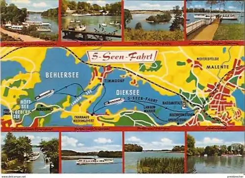Ansichtskarte Deutschland - Schleswig-Holstein - Malente / 5-Seen-Fahrt Verlaufskarte (377)