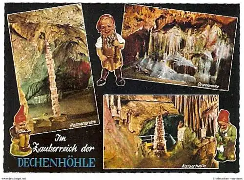 Ansichtskarte Deutschland - Nordrhein-Westfalen - Iserlohn - Im Zauberreich der Dechenhöhle - Zwerge, Palmengrotte, Orgelgrotte, Kaiserhalle (1298)