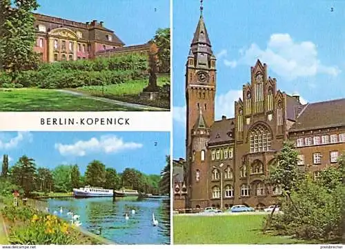 Ansichtskarte Deutschland - Berlin - Berlin-Köpenick (DDR) - Mehrbildkarte - Kunstgewerbliches Museum, Hotelschiff \\\"Kuhle Wampe\\\" und Restaurantschiff \\\"Spreeathen\\\", Rathaus (1189)