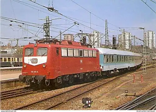 Ansichtskarte Deutschland - Baden-Württemberg - Stuttgart - Elektro Schnellzuglokomotive BR 110 181-5 im Hauptbahnhof Stuttgart (1183)