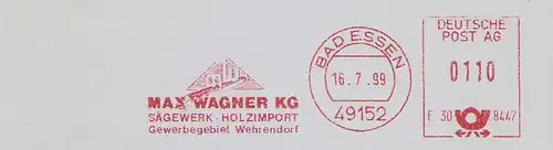 Freistempel F30 8447 Bad Essen - MAX WAGNER KG - Sägewerk Holzimport - Gewerbegebiet Wehrendorf (#926)