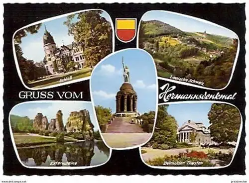 Ansichtskarte Deutschland - Nordrhein-Westfalen - Detmold - Hermannsdenkmal im Teutoburger Wald - Mehrbildkarte (1002)