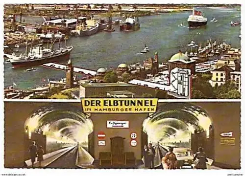 Ansichtskarte Deutschland - Hamburg - Der Elbtunnel im Hamburger Hafen mit Innenansicht der Tunnelröhren (452)
