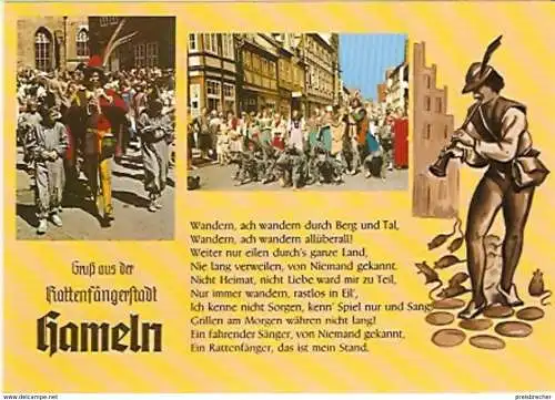 Ansichtskarte Deutschland - Niedersachsen - Hameln - Gruß aus der Rattenfängerstadt (798)