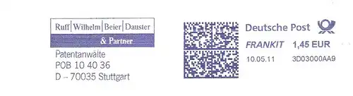 Freistempel 3D03000AA9 Stuttgart - Patentanwälte Ruff, Wilhelm, Beier, Dauster & Partner (#1079)