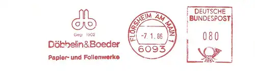 Freistempel Flörsheim am Main - Döbbelin & Boeder - Papier- und Folienwerke - Gegr. 1902 (#1108)