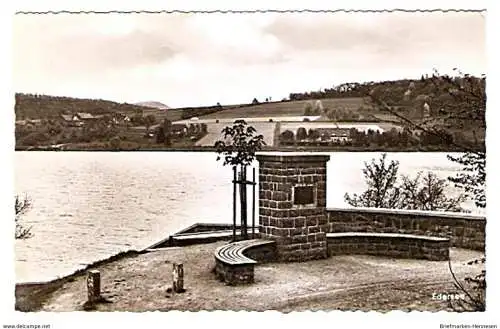 Ansichtskarte Deutschland - Hessen - Asel am Edersee - Aselstein - Zur Erinnerung an das Dorf Asel - Blick vom Gedenkstein über den Edersee (1305)