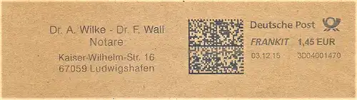 Freistempel 3D04001470 Ludwigshafen - Notare Dr. A. Wilke - Dr. F. Wall (#1211)