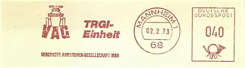 Freistempel Mannheim - VAG - Vereinigte Armaturen Gesellschaft mbH - TRGI-EINHEIT (Abb. Armatur) (#1386)