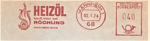 Freistempel Mannheim - RÖCHLING HEIZÖL - Heizöl kauft man bei Röchling (#1400)