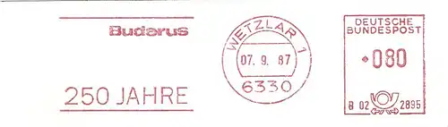 Freistempel B02 2895 Wetzlar - Buderus 250 Jahre (#1446)