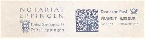 Freistempel 3D040012E7 Eppingen - Notariat Eppingen (Abb. Wappen) (#1542)