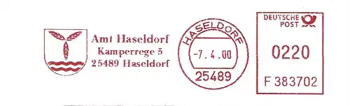 Freistempel F383702 Haseldorf - Amt Haseldorf (Abb. Wappen) (#1551)