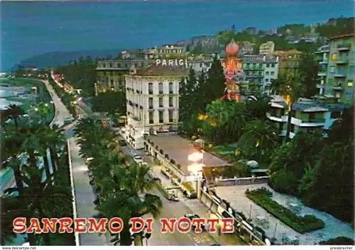Ansichtskarte Italien - San Remo - Promenade und Russische Kirche bei Nacht (129)