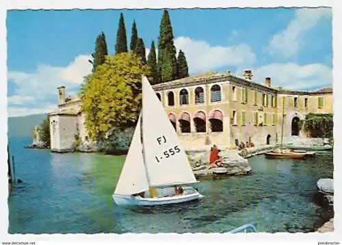 Ansichtskarte Italien - San Vigilio - Hafen mit Gästehaus und Segelboot (164)