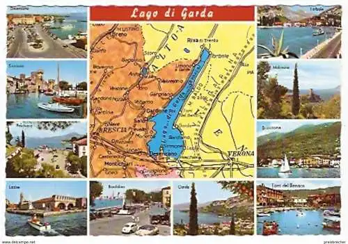 Ansichtskarte Italien - Gardasee - Mehrbildkarte mit Landkartenabbildung (184)