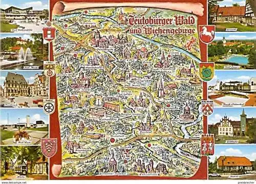 Ansichtskarte Deutschland - Nordrhein-Westfalen - Wald und Wiehengebirge - Landkarte / Mehrbildkarte (1256)